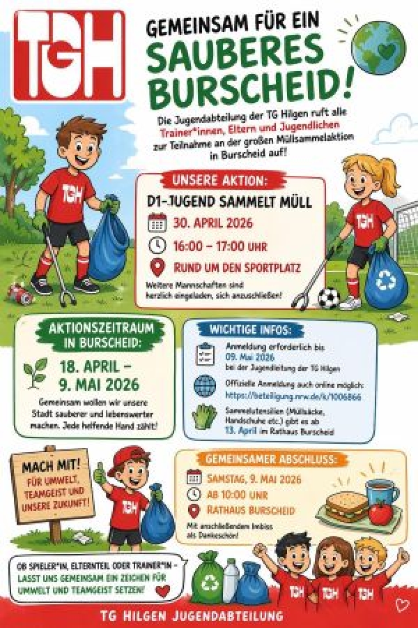 Sauberes Burscheid - wir sammeln Müll rund um den Sportplatz Hilgen!